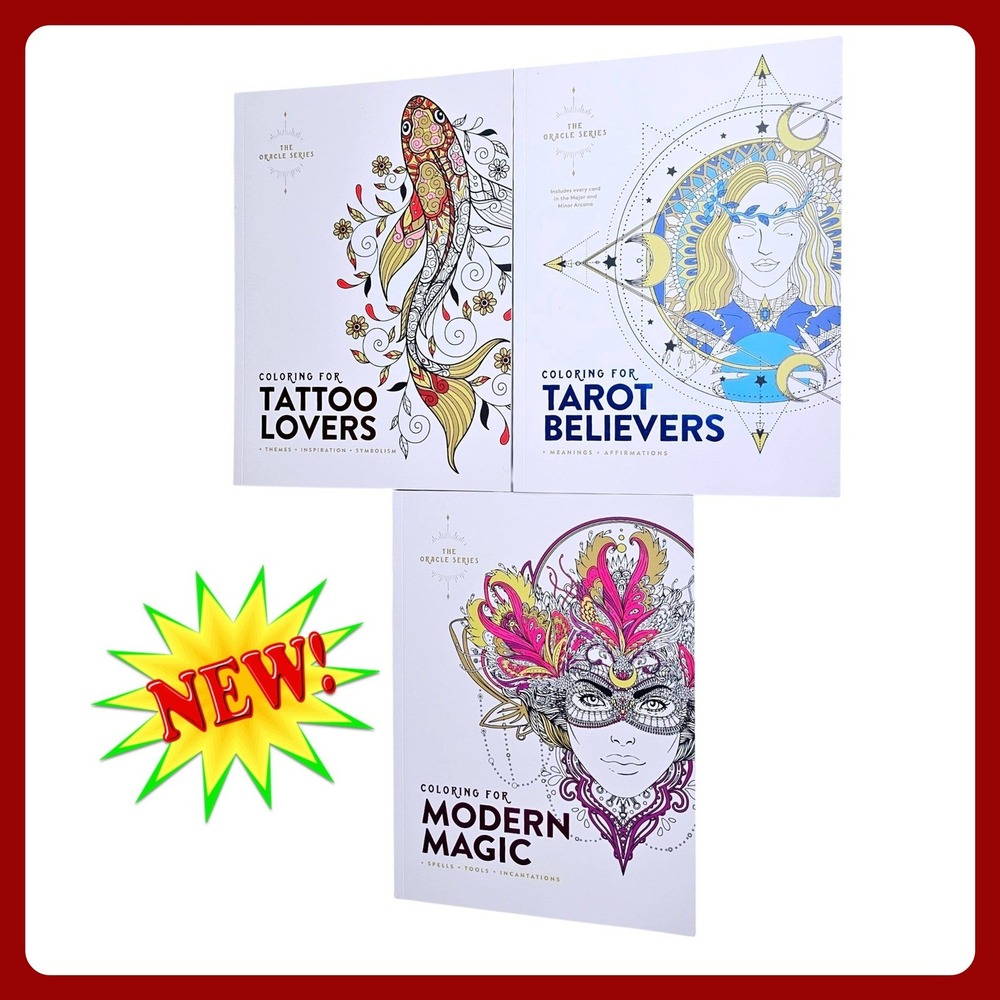Herron Oracle Series Adult Coloring Books Set‎ 3 Tattoo Magic Tarot New